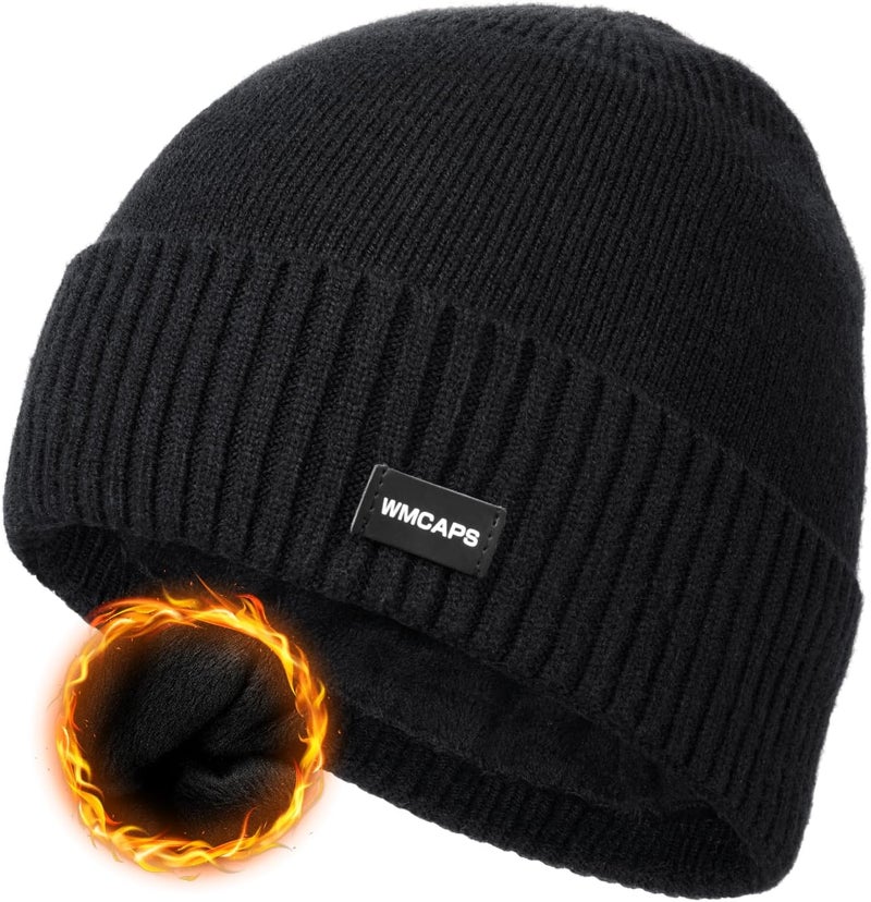 Wmcaps Winter Men Women Fleece Lined Beanie Knitted Hats, Soft Thermal Stocking Skull Caps for Cold Weather - Image 1